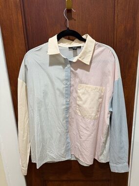 Forever 21 Multicolor Pastel Striped Button-Up Shirt